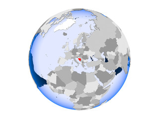 Bosnia and Herzegovina on globe isolated