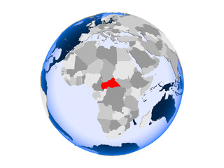 Central Africa on globe isolated
