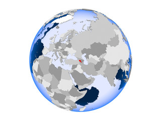 Armenia on globe isolated
