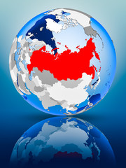 Russia on globe