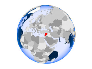 Syria on globe isolated