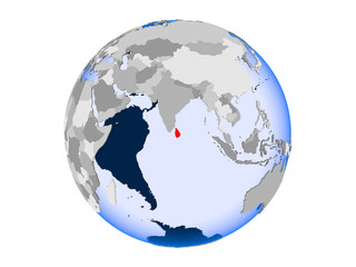 Sri Lanka on globe isolated
