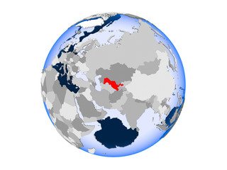Uzbekistan on globe isolated