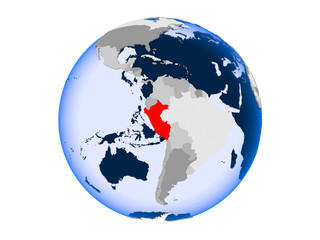 Peru on globe isolated