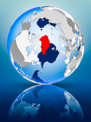 Greenland on globe