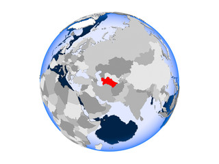 Turkmenistan on globe isolated