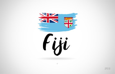 fiji country flag concept with grunge design icon logo