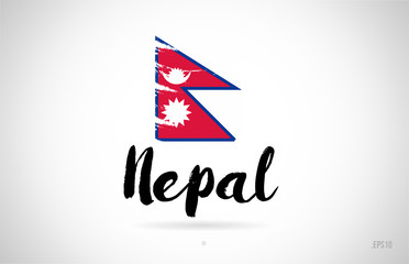 nepal country flag concept with grunge design icon logo - obrazy, fototapety, plakaty