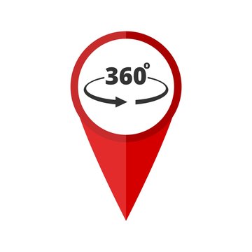 Panorama 360 red pointer vector icon