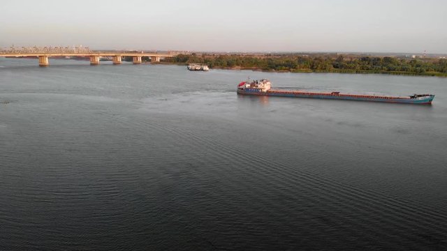 Aerial view of oil tanker