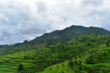 Fototapeta na wymiar lush green mountains landscape