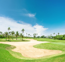 Golf course Sand trap anf palm trees Bali