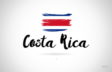 costa rica country flag concept with grunge design icon logo - obrazy, fototapety, plakaty
