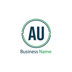 Initial Letter AU Logo Template Design