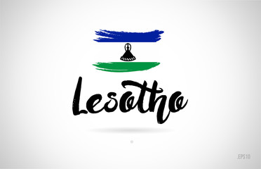 lesotho country flag concept with grunge design icon logo