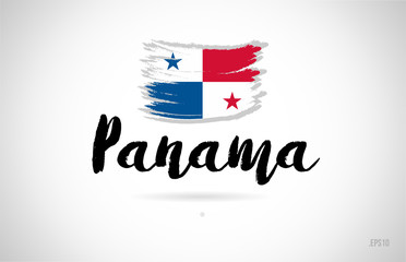Obraz na płótnie Canvas panama country flag concept with grunge design icon logo