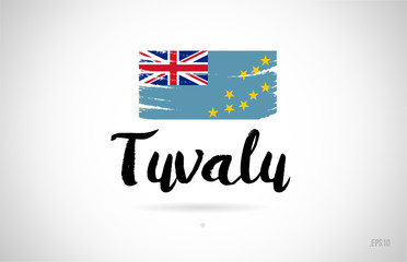 Obraz na płótnie Canvas tuvalu country flag concept with grunge design icon logo