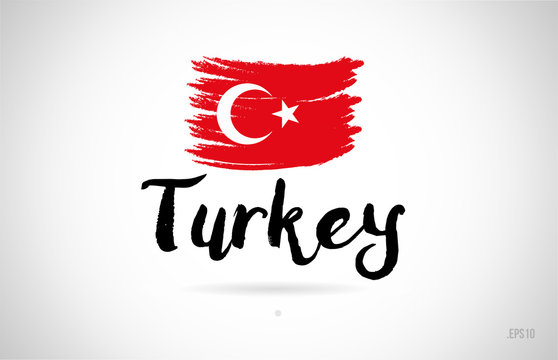 turkey country flag concept with grunge design icon logo