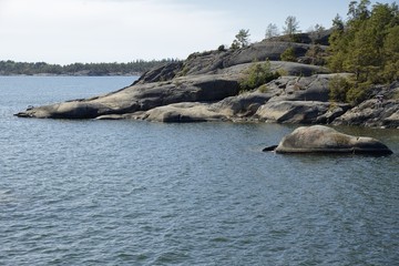 Nynäshamn in Stockholm archipelago with blue sky.