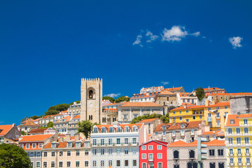     Lisbon city skyline, tower bells of patriarchal Cathedral of St. Mary Major (Santa Maria Maior de Lisboa) 