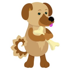 Hand drawn dog. Natural colors. Collection of vector hand drawn elements. Illustration