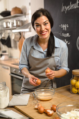 Woman preparing ingredients for pie