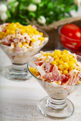 Delicious salad of crab sticks