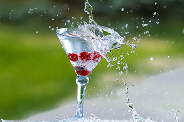 fruit filled glass with splash