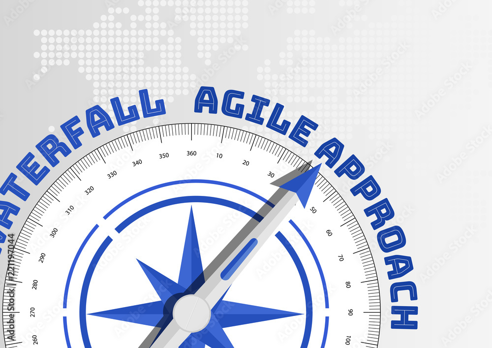 Poster agile concept with compass pointing towards text