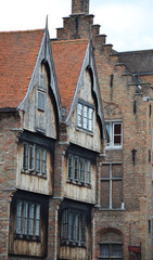 Old buildings near canal in Brugge, Flanders, Belgium