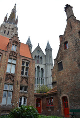 Buildings in historical city center of Brugge, Belgium