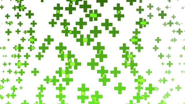 Abstract background animation with moving green plus sign shapes.