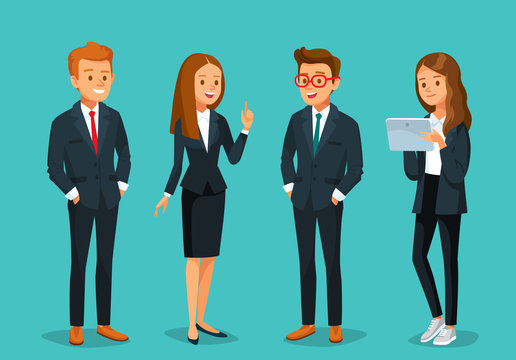 Set of young business people