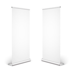 Roll up banner isolated on white background. Eps10 vector.
