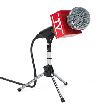 Microphone TV on the stand, 3D rendering