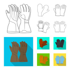 Isolated object of glove and winter symbol. Set of glove and equipment stock vector illustration.