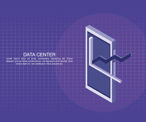 Data center poster with information and elements purple and white colors