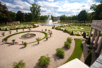 View over royal palace gardens in the Netherlands on a sunny day