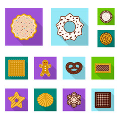 Isolated object of biscuit and bake icon. Collection of biscuit and chocolate vector icon for stock.