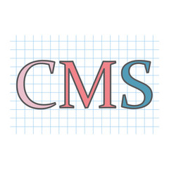 CMS (Content Management System) written on checkered paper sheet- vector illustration