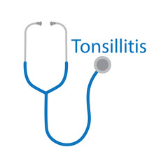 Tonsillitis word and stethoscope icon- vector illustration