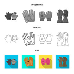Vector design of glove and winter icon. Set of glove and equipment stock symbol for web.