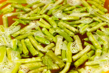 cooking Slice of green beans