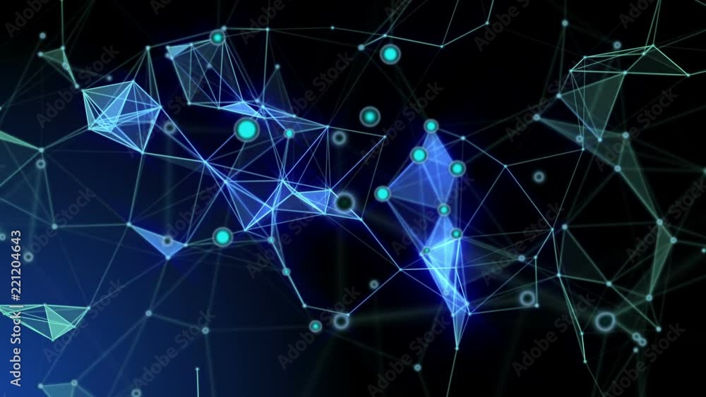 Poster black and blue fantasy abstract technology and engineering motion background with connected glowing 