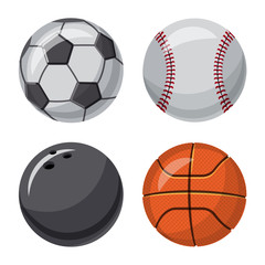 Vector design of sport and ball icon. Set of sport and athletic stock vector illustration.