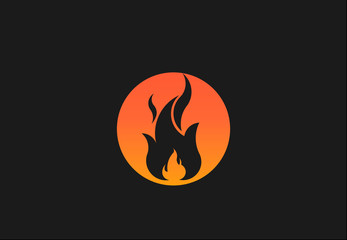 Fire flame with negative space. Vector Logo Symbol