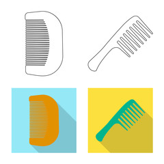 Isolated object of brush and hair icon. Collection of brush and hairbrush stock vector illustration.