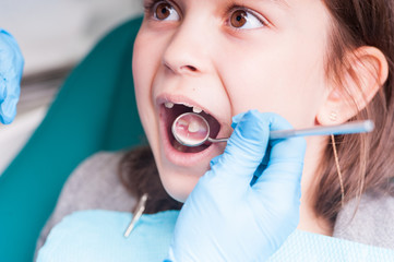 Treatment of teeth close-up. Children's dentistry