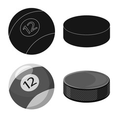 Vector illustration of sport and ball symbol. Set of sport and athletic stock vector illustration.