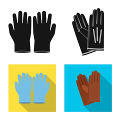 Vector design of glove and winter logo. Set of glove and equipment stock vector illustration.